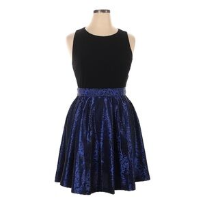 Eliza J Missy Fit & Flare Dress 14 NWT Cobalt Blue Brocade Open Back Cocktail